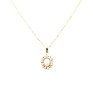 Rhinestone Faux Pearl Victorian Style Glam Dainty Gold Tone Pendant Necklace